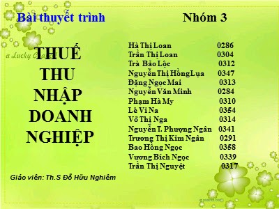 Bài thuyết trình Thuế thu nhập doanh nghiệp