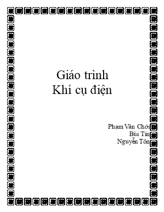 Giáo trình Khí cụ điện