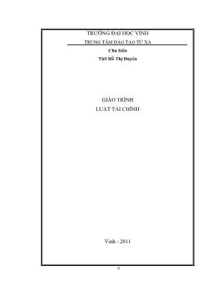 Giáo trình Luật tài chính (Phần 1)