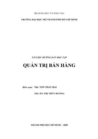 Giáo trình Quản trị bán hàng - Tôn Thất Hải