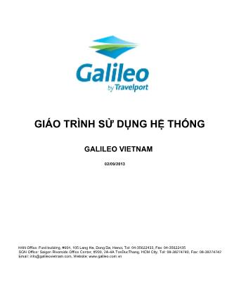 Giáo trình sử dụng hệ thống - Galileo Vietnam (Phần 1)