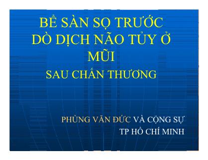 Bài giảng Bể sàn sọ trước dò dịch não tủy ở mũi sau chấn thương - Phùng Văn Đức