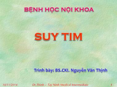 Bài giảng Bệnh học nội khoa - Suy tim - Nguyễn Văn Thịnh