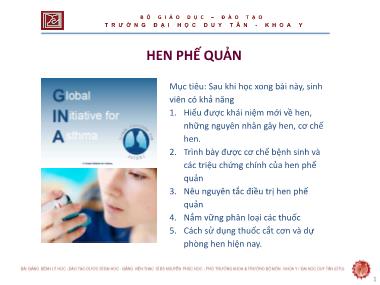 Bài giảng Bệnh lý học - Bài 6: Hen phế quản - Nguyễn Phúc Học
