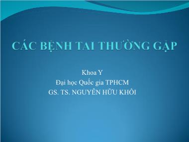 Bài giảng Các bệnh tai thường gặp - Nguyễn Hữu Khôi