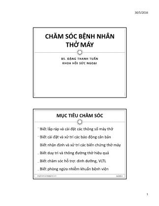 Bài giảng Chăm sóc bệnh nhân thở máy - Đặng Thanh Tuấn