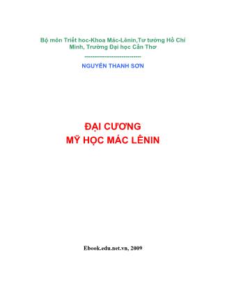 Bài giảng Đại cương Mỹ học Mác - Lênin - Phần I: Một số tư tưởng Mỹ học trước Mác