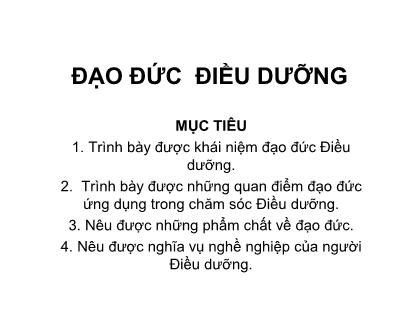 Bài giảng Đạo đức điều dưỡng