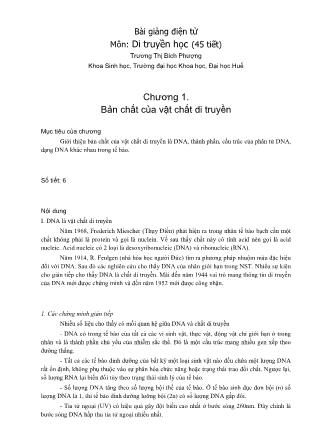 Bài giảng Di truyền học - Trương Thị Bích Phượng