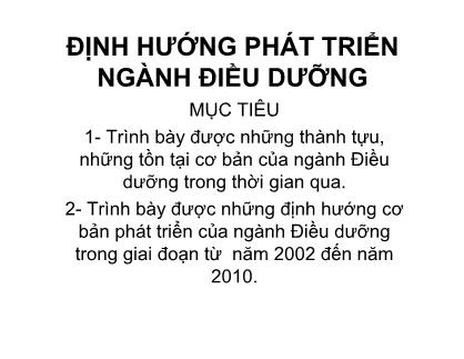 Bài giảng Định hướng phát triển ngành điều dưỡng