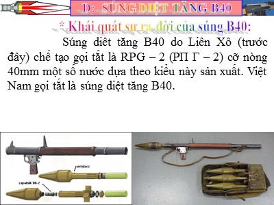 Bài giảng Giáo dục Quốc phòng - An ninh - Phần D: Súng diệt tăng B40