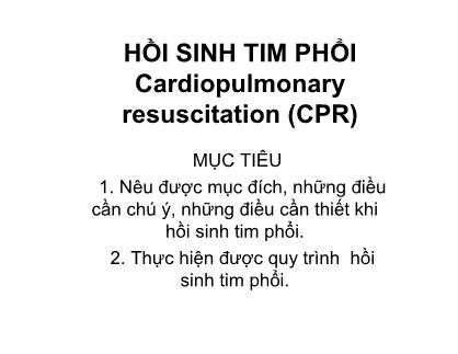 Bài giảng Hồi sinh tim phổi