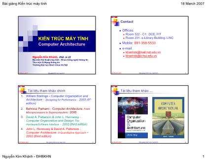 Bài giảng Kiến trúc máy tính - Chương 1: Giới thiệu chung - Nguyễn Kim Khánh