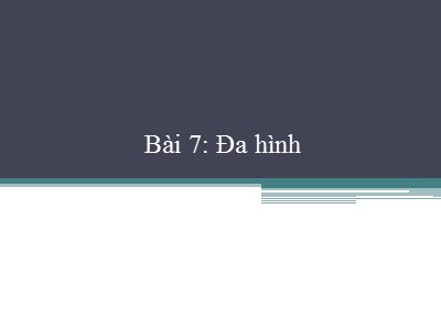 Bài giảng Lập trình hướng đối tượng - Bài 7: Đa hình