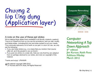 Bài giảng Mạng máy tính - Chương 2: Lớp ứng dụng (Application Layer)
