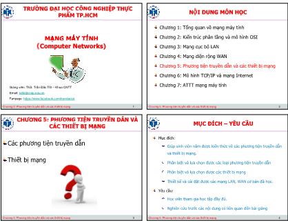 Bài giảng Mạng máy tính - Chương 5: Phương tiện truyền dẫn và các thiết bị mạng