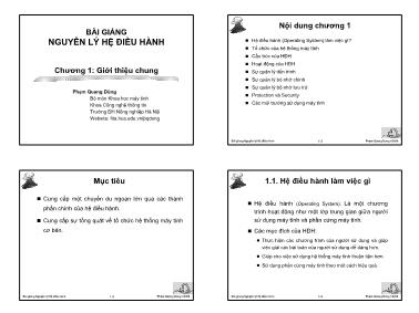 Bài giảng Nguyên lý hệ điều hành - Chương 1: Giới thiệu chung - Phạm Quang Dũng