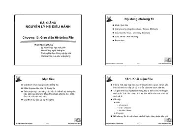 Bài giảng Nguyên lý hệ điều hành - Chương 10: Giao diện Hệ thống File - Phạm Quang Dũng