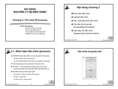 Bài giảng Nguyên lý hệ điều hành - Chương 3: Tiến trình (Processes) - Phạm Quang Dũng