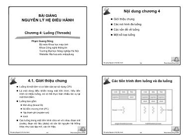 Bài giảng Nguyên lý hệ điều hành - Chương 4: Luồng (Threads) - Phạm Quang Dũng