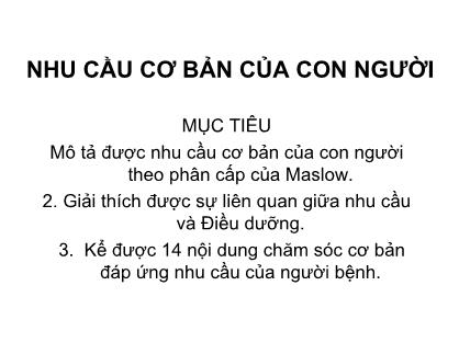 Bài giảng Nhu cầu cơ bản của con người