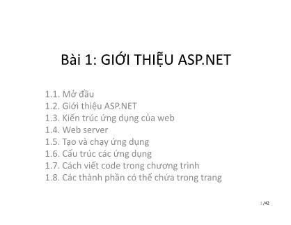 Bài giảng Phát triển Web nâng cao - Bài 1: Giới thiệu ASP.NET