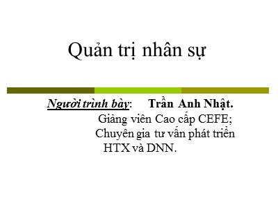 Bài giảng Quản trị nhân sự - Trần Anh Nhật