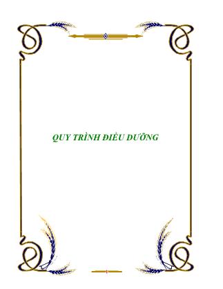 Bài giảng Quy trình điều dưỡng