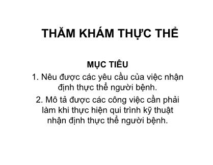 Bài giảng Thăm khám thực thể