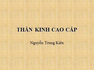 Bài giảng Thần kinh cao cấp - Nguyễn Trung Kiên