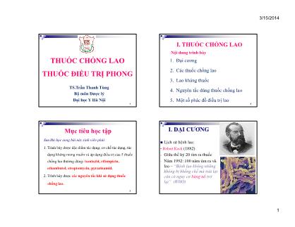 Bài giảng Thuốc chống lao thuốc điều trị phong - Trần Thanh Tùng