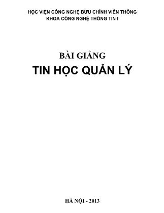 Bài giảng Tin học quản lý - Trịnh Thu Vân Anh