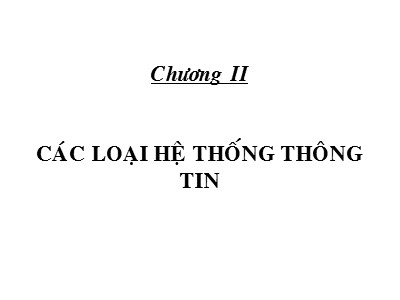 Bài giảng Tổ chức hệ thống thông tin quản lý trong doanh nghiệp - Chương 2: Các loại hệ thống thông tin
