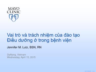 Bài giảng Vai trò và trách nhiệm của đào tạo điều dưỡng ở trong bệnh viện