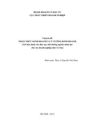 Chuyên đề Nhận thức kinh doanh và ý tưởng kinh doanh