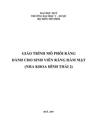 Giáo trình Mô phôi răng dành cho sinh viên răng hàm mặt