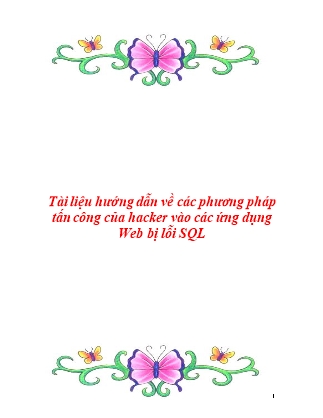 Hướng dẫn về các phương pháp tấn công của hacker vào các ứng dụng Web bị lỗi SQL