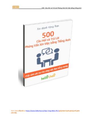 500 Câu hỏi và trả lời phỏng vấn xin việc bằng Tiếng Anh