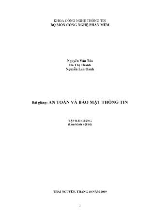 Bài giảng An toàn và bảo mật thông tin - Nguyễn Văn Tảo