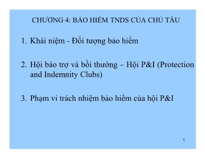 Bài giảng Bảo hiểm hàng hải - Chương 4: Bảo hiểm trách nhiệm dân sự của chủ tàu