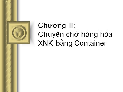 Bài giảng Bảo hiểm hàng hải - Chương III: Chuyên chở hàng hóa xuất nhập khẩu bằng container - Hoàng Thị Đoan Trang