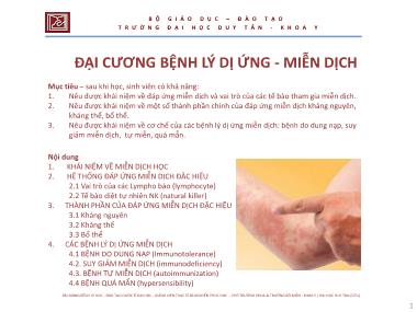 Bài giảng Bệnh lý học - Chương 1: Đại cương bệnh lý dị ứng - Miễn dịch - Nguyễn Phúc Học