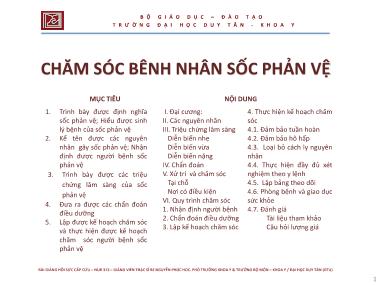 Bài giảng Bệnh lý học - Chương 2: Chăm sóc bệnh nhân sốc phản vệ - Nguyễn Phúc Học