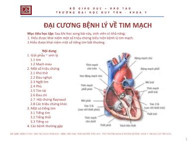 Bài giảng Bệnh lý học - Chương 3: Đại cương bệnh lý về tim mạch - Nguyễn Phúc Học