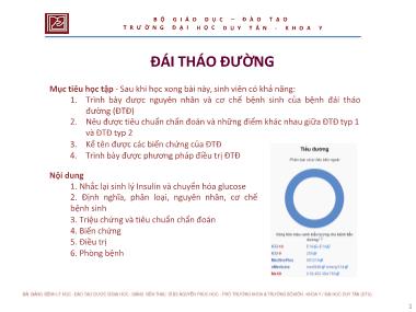 Bài giảng Bệnh lý học - Chương 6: Đái tháo đường - Nguyễn Phúc Học
