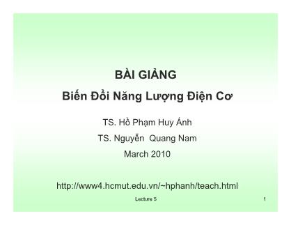 Bài giảng Biến đổi năng lượng - Chương 5b - Hồ Phạm Huy Ánh