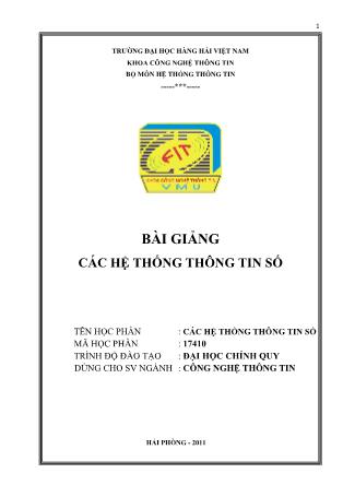 Bài giảng Các hệ thống thông tin số
