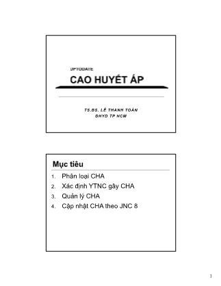 Bài giảng Cao huyết áp - Lê Thanh Toàn