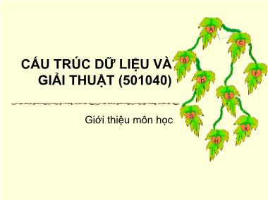 Bài giảng Cấu trúc dữ liệu và giải thuật - Giới thiệu môn học