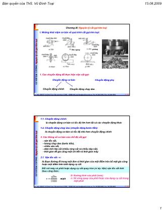 Bài giảng Cơ khí đại cương - Chương 9: Nguyên lý cắt gọt kim loại - Vũ Đình Toại